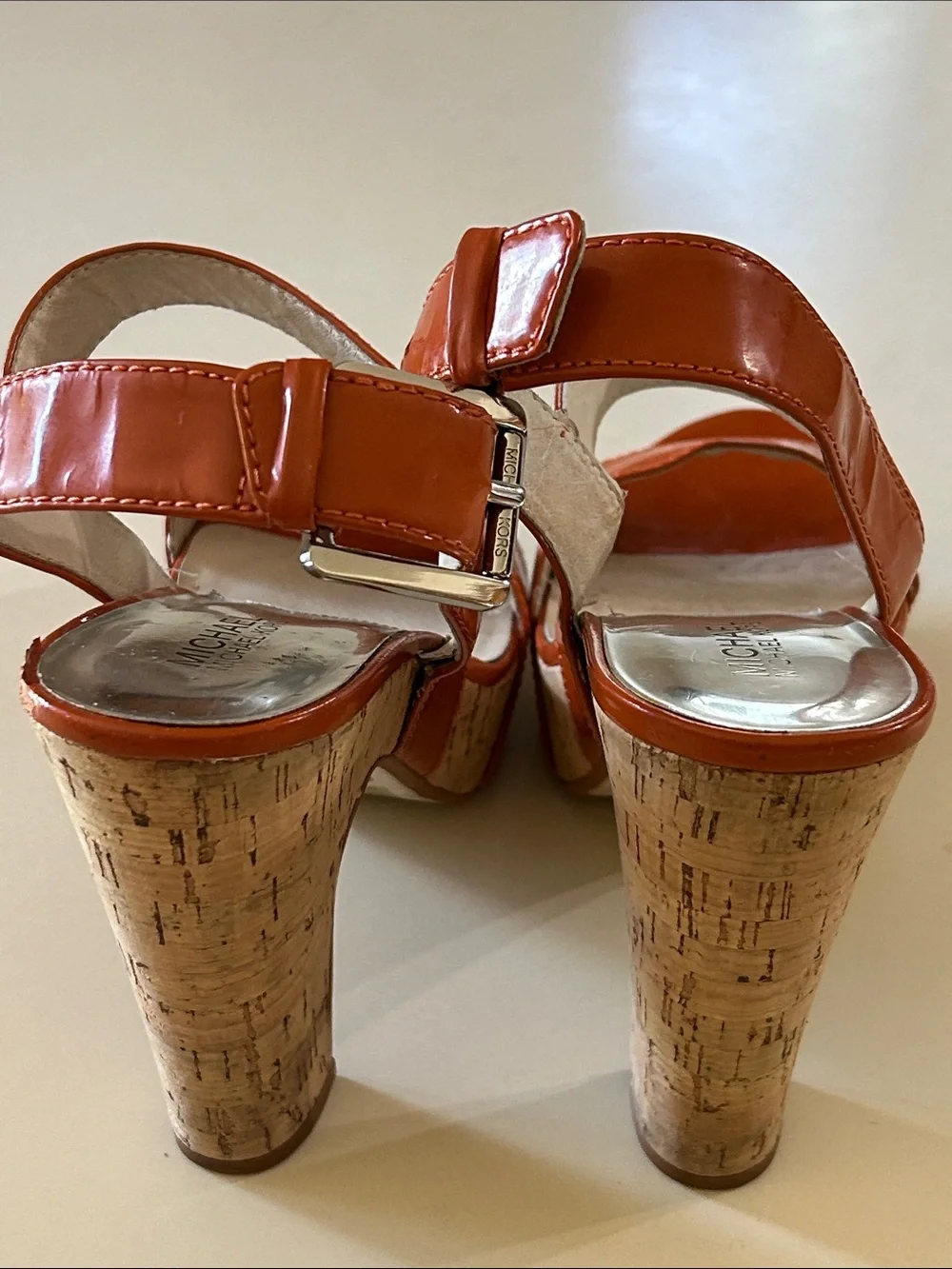 Michael Kors burnt    Orange Cork Platform Sandals - Chunky Heel